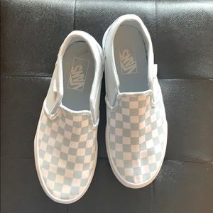 DONATING SOON Like New Vans Light Blue an White Checkered